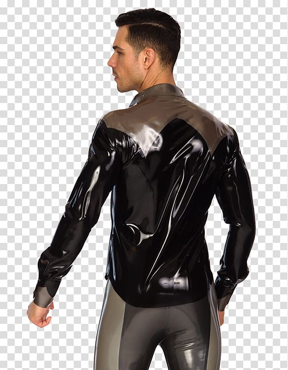 Leather jacket T-shirt Black M Shoulder, shirt Button transparent background PNG clipart