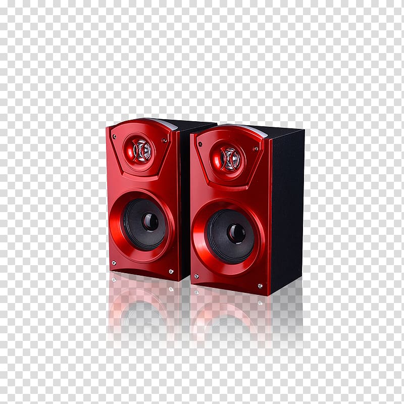 Computer speakers Subwoofer Studio monitor Loudspeaker, Small red speaker transparent background PNG clipart