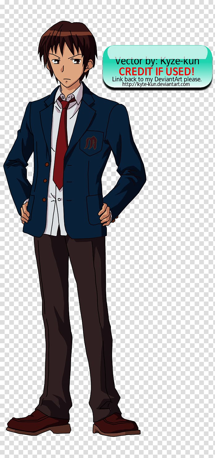 Kyon The Melancholy of Haruhi Suzumiya Uniform Illustration Cartoon, anime programming transparent background PNG clipart