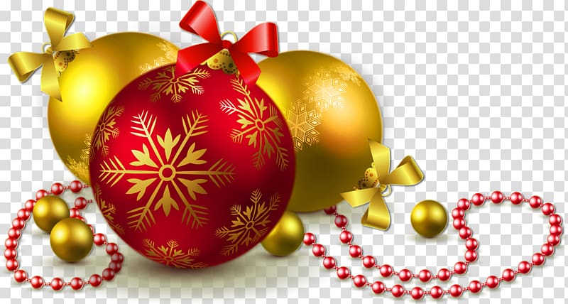 Christmas ornament Christmas tree , Gold and Red Christmas Balls , Christmas baubles illustration transparent background PNG clipart