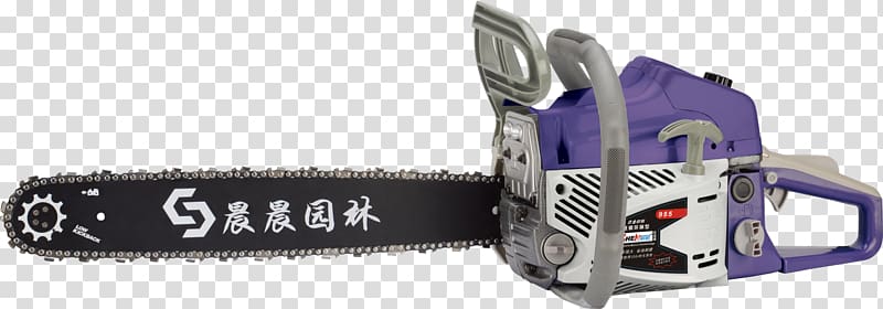 Chainsaw Tool Two-stroke engine String trimmer, Purple chainsaw transparent background PNG clipart