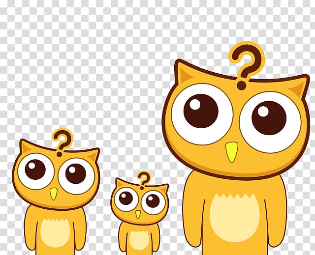 Owl Animation Icon, Meng pet cat questions transparent background PNG clipart