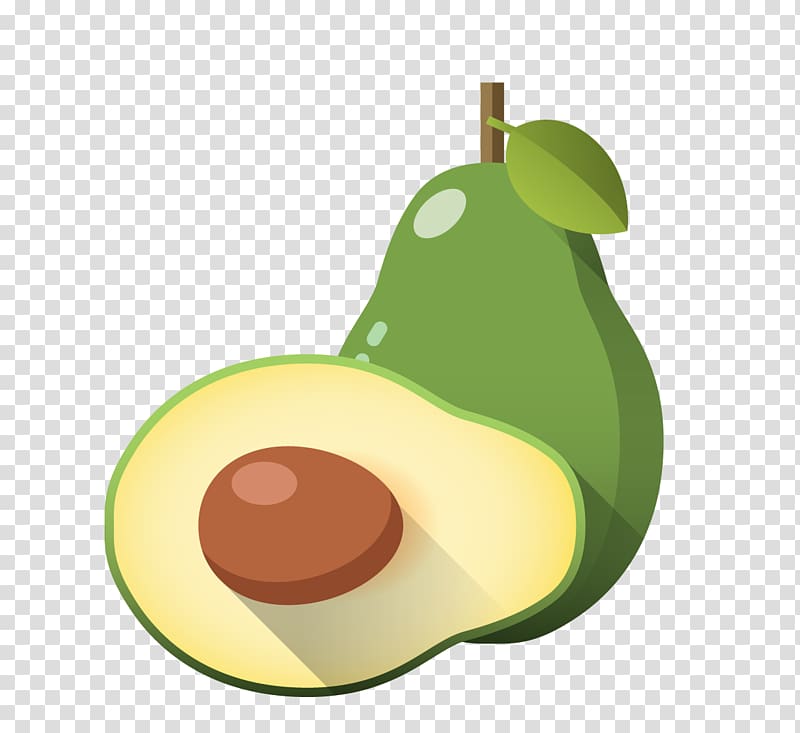 Cartoon Avocado Illustration, Creative hand-painted avocado transparent background PNG clipart