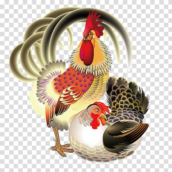 Chicken Rooster Coq de feu, Couple loving chicken transparent background PNG clipart