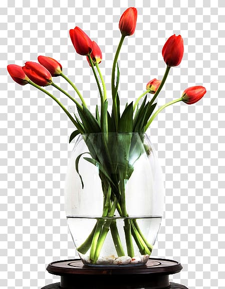 Tulip Vase Floral design Flower, Vase of tulips transparent background PNG clipart