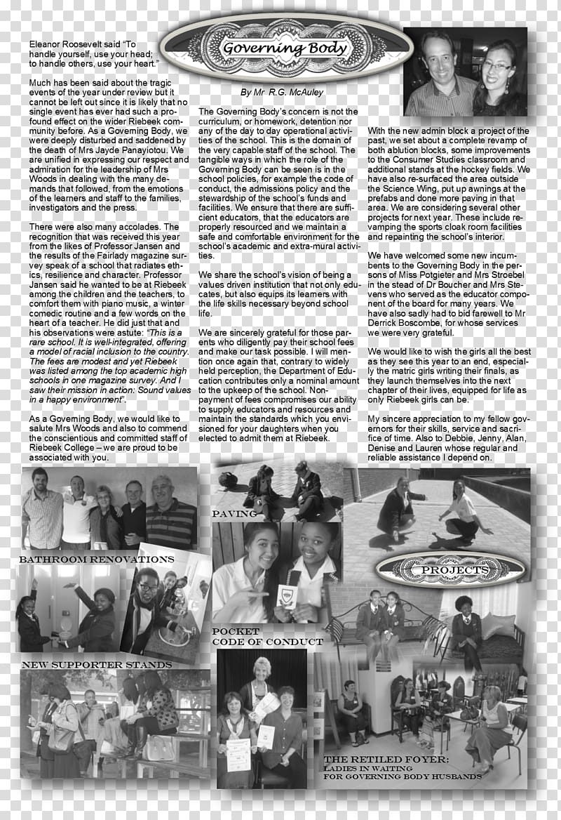 Uitenhage, Eastern Cape Riebeek College Newsprint White 11, College Girls transparent background PNG clipart