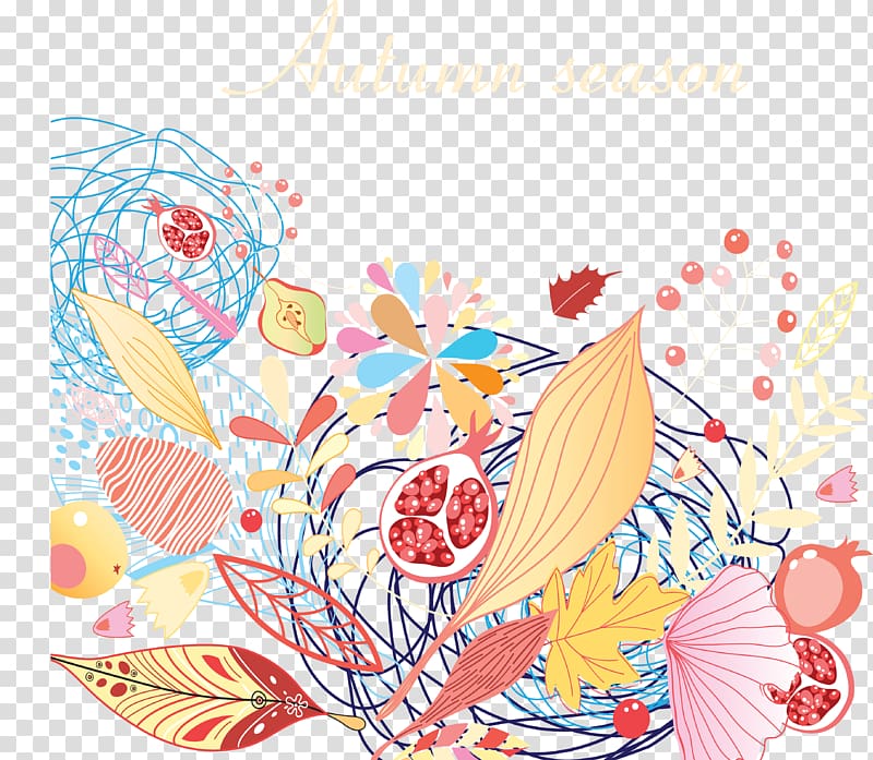 Autumn Illustration, Colorful autumn leaves illustration material transparent background PNG clipart