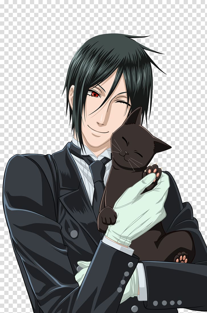 Sebastian Michaelis Ciel Phantomhive Cat Byakuya Kuchiki Black Butler, darker than black transparent background PNG clipart