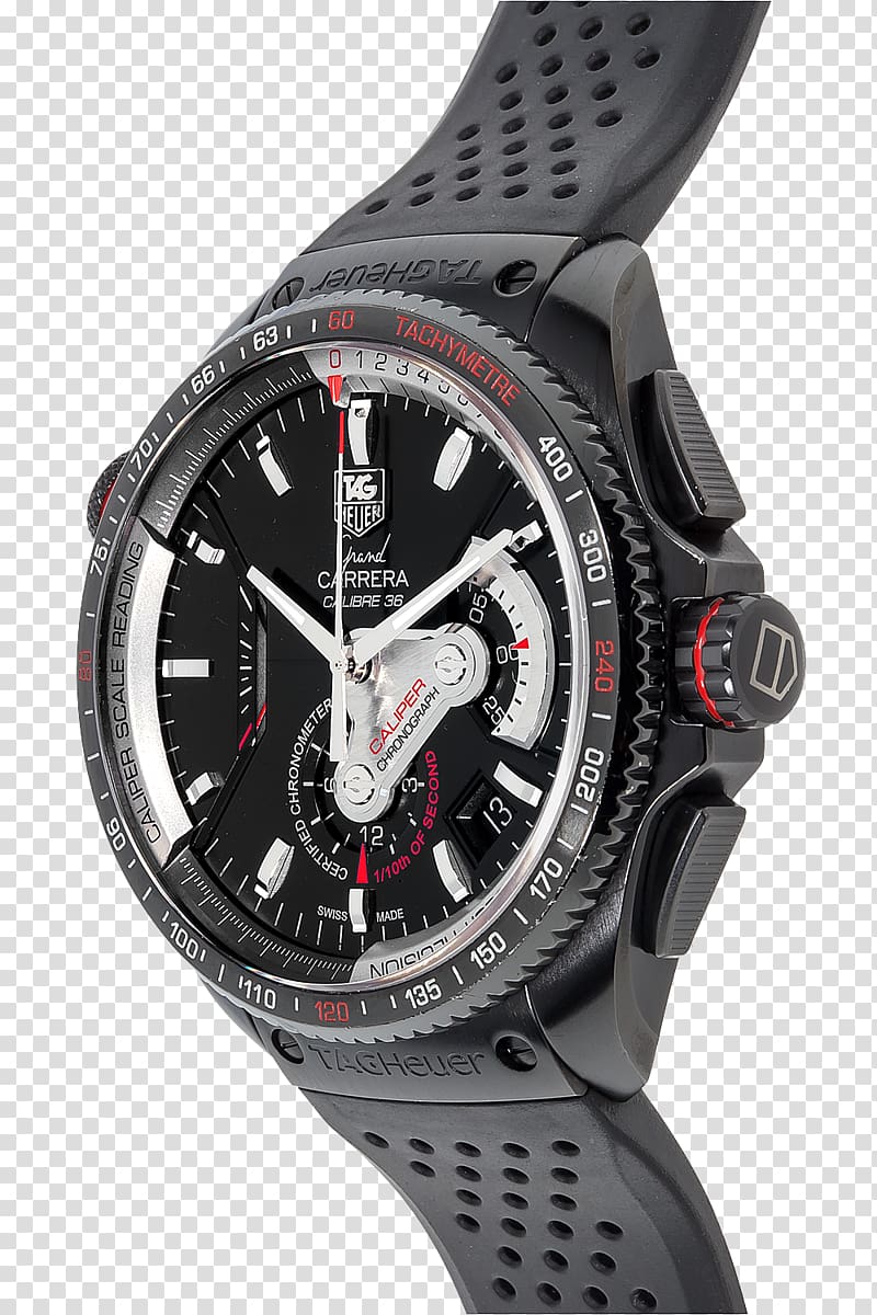 Watch strap Chronograph TAG Heuer Carrera Calibre 5, watch transparent background PNG clipart