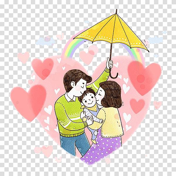 Cartoon Umbrella Drawing Illustration, Cartoon love rainbow transparent background PNG clipart