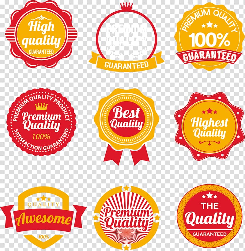 Yellow Red , Nine red yellow badge warranty transparent background PNG clipart