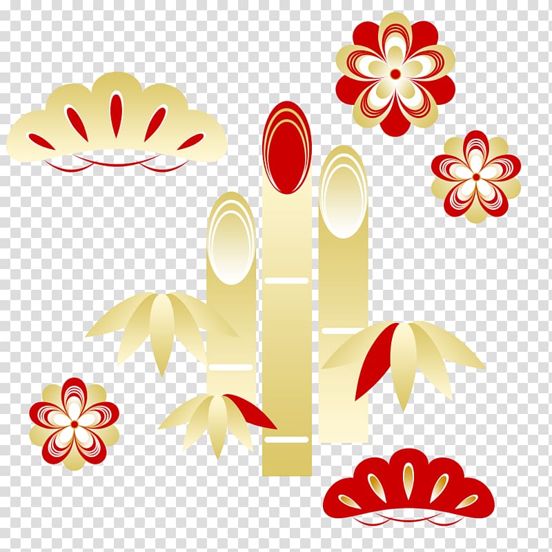 Japanese New Year 正月飾り Kadomatsu 松竹梅, design transparent background PNG clipart