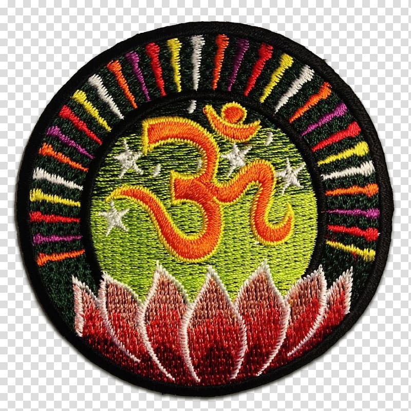 Embroidered patch Symbol Om Color Meditation, symbol transparent background PNG clipart