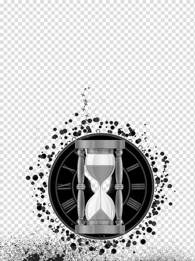 Black and white Time Illustration, Time passes, black and white illustrations transparent background PNG clipart