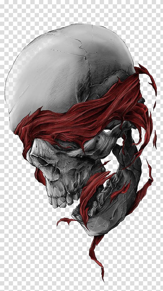 Calavera Skull, Skull, gray skull with red textile illustration transparent background PNG clipart