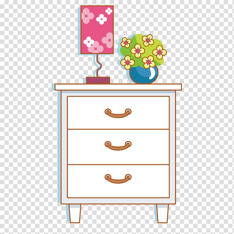 Cartoon Scene graph Drawing room, Flowers and a lamp on the cabinet transparent background PNG clipart