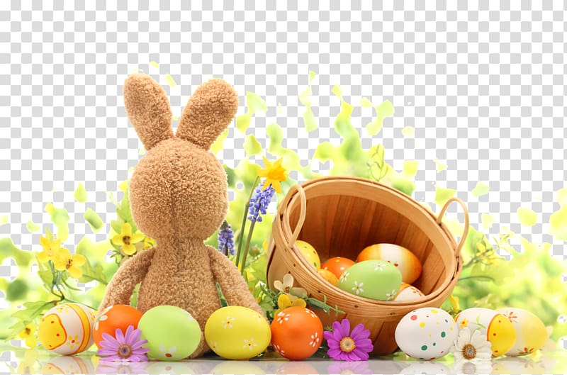 Easter Bunny Easter egg graphic studio, Exquisite Easter ad elements transparent background PNG clipart