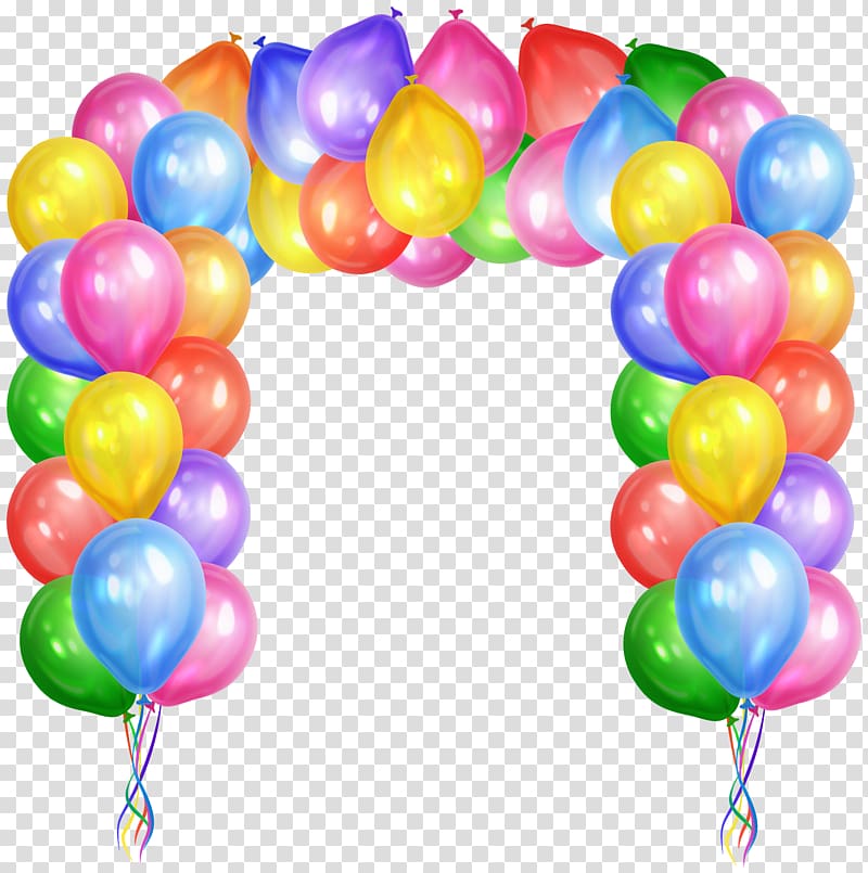 assorted-color balloon arch decor, Cluster ballooning, Decorative Balloons Arch transparent background PNG clipart