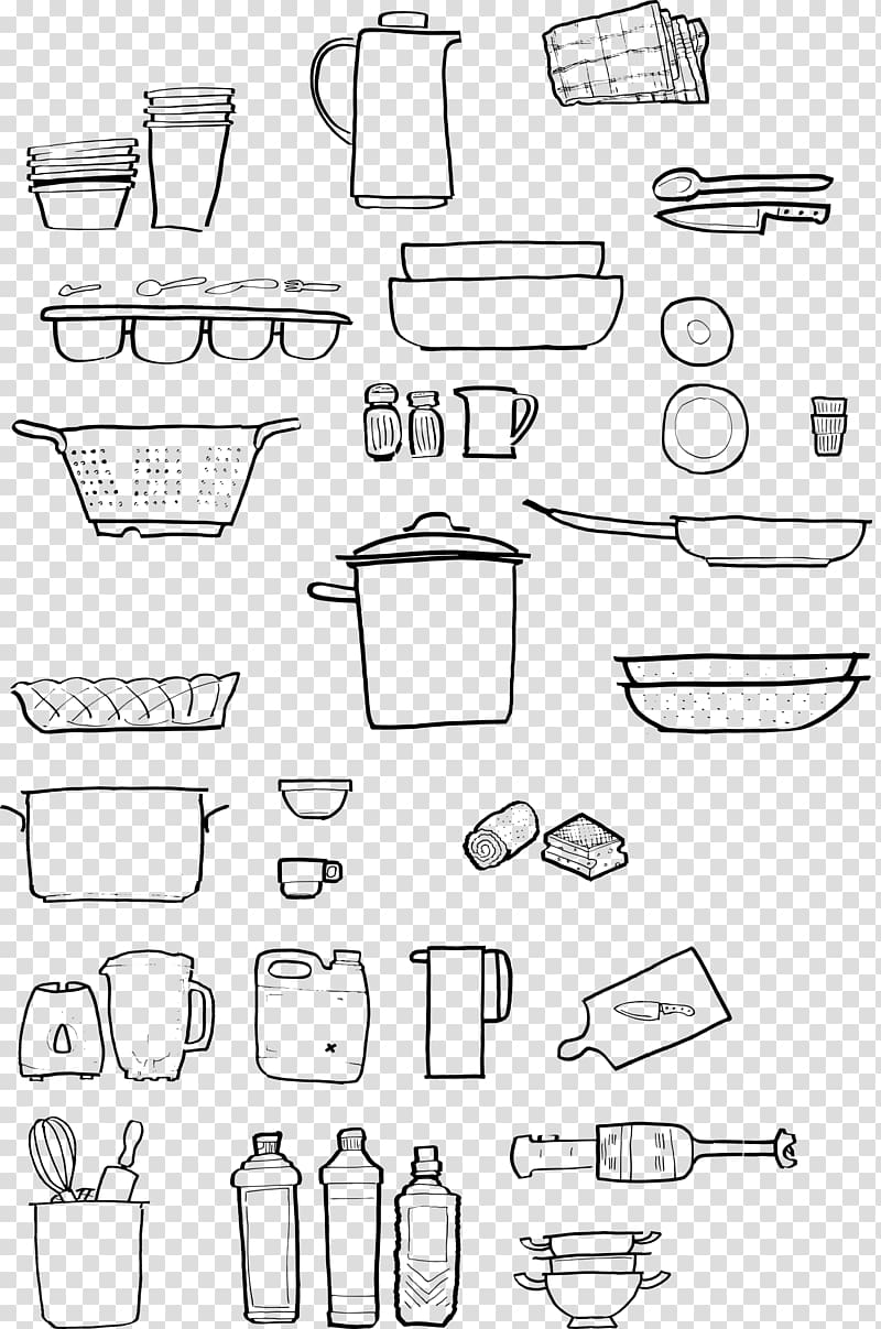 Drawing Kitchen utensil Paper Cookware, color kitchen utensils transparent background PNG clipart