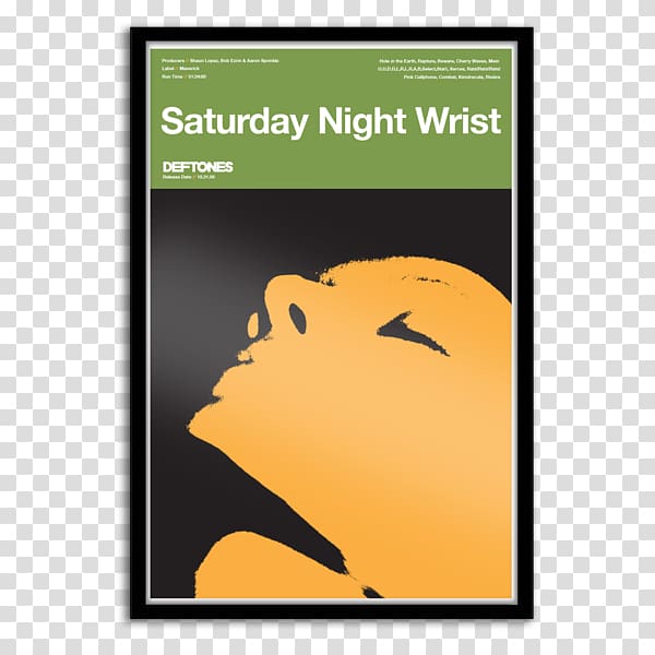 Poster Saturday Night Wrist Deftones Koi No Yokan Screen printing, Nightclub Poster transparent background PNG clipart