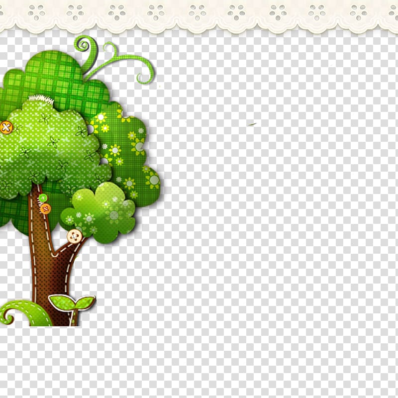 tree , Microsoft PowerPoint Animation Template Cartoon, Cartoon tree lace border transparent background PNG clipart