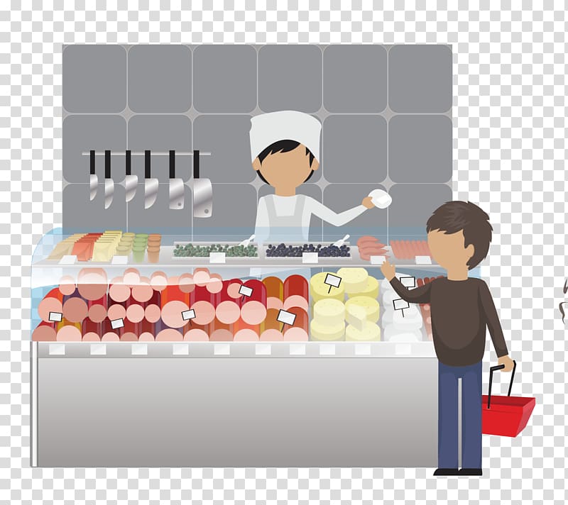 Supermarket Icon, cartoon hand painted businessman transparent background PNG clipart