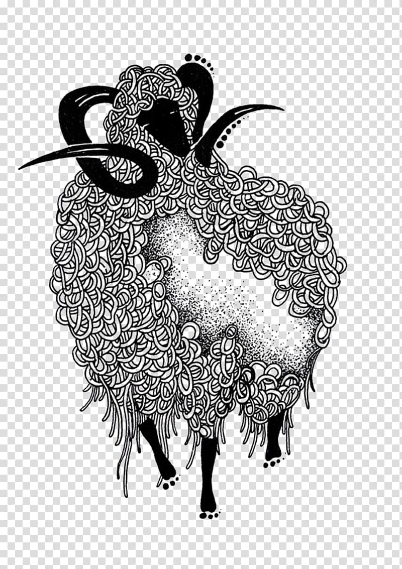 Goat Black and white Painting, biological,Retro,Cartoon,sheep transparent background PNG clipart