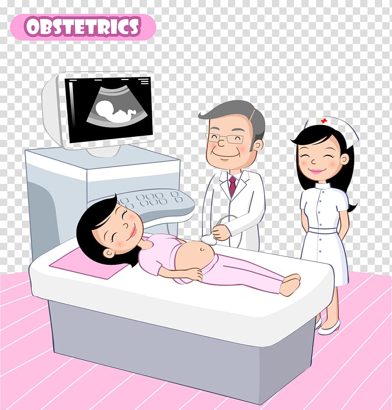 Uterus Pregnancy Ultrasonography Woman, Pregnant women who are doing B-mode ultrasound transparent background PNG clipart