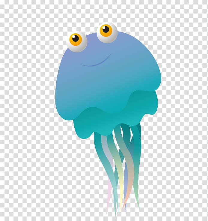 blue and green jellyfish , Jellyfish Octopus Cartoon Illustration, Cartoon jellyfish transparent background PNG clipart
