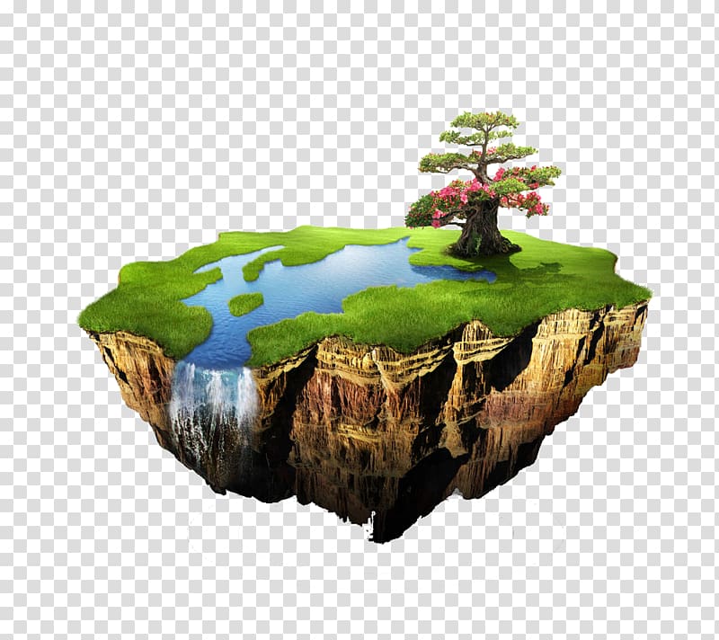 tree and river suspension island transparent background PNG clipart