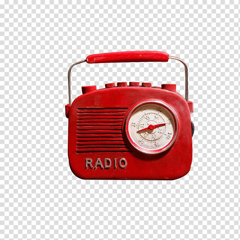 Radio Red, Red retro radio transparent background PNG clipart