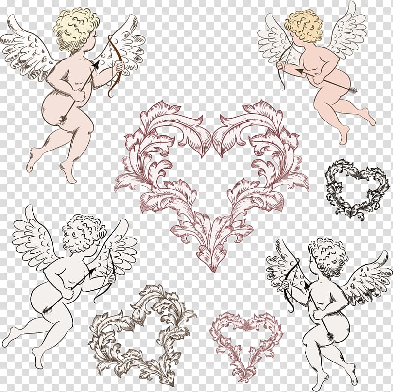 Cupid Heart Illustration, Cupid material transparent background PNG clipart