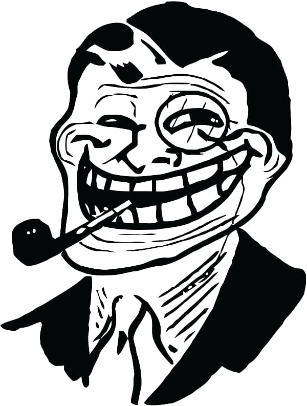 smoking man sketch, Rage comic Internet troll Internet meme Desktop , Troll Face transparent background PNG clipart
