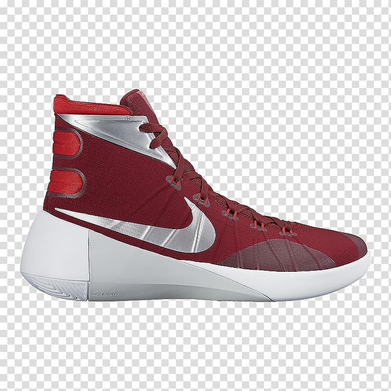 Sports shoes Nike Women\'s Hyperdunk 2015 Basketball Shoes, Red/Silver, Red Nike Shoes for Women transparent background PNG clipart