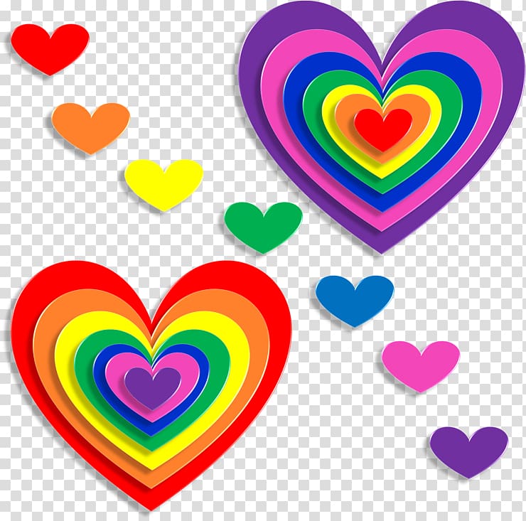 Love Heart Valentines Day Romance Intimate relationship, Rainbow Heart transparent background PNG clipart