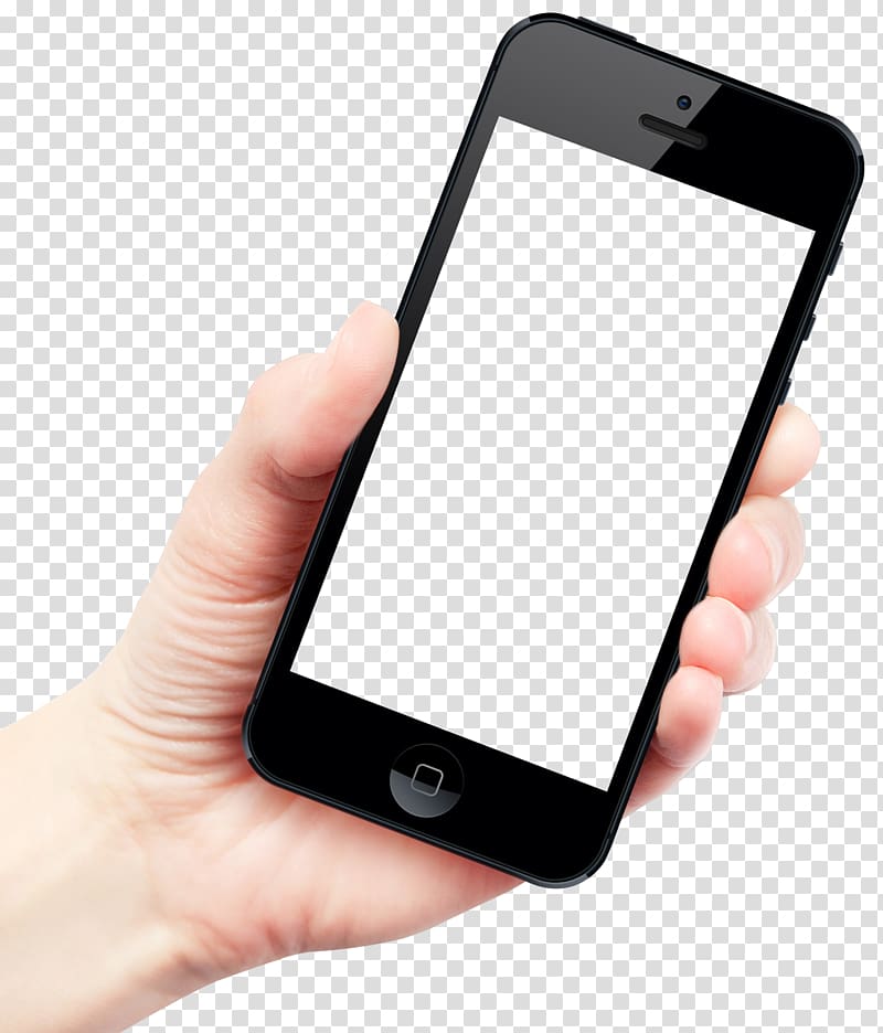 iPhone 6 Plus Smartphone Telephone, Hand Holding Smartphone, person holding black iPhone 5 with white screen transparent background PNG clipart