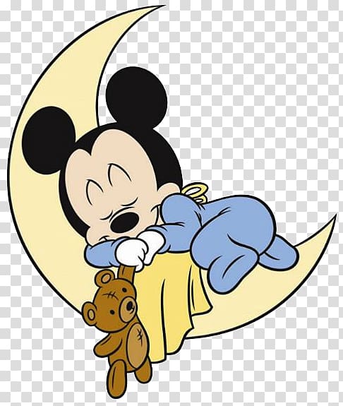 Mickey Mouse sleeping on half moon illustration, Mickey Mouse Minnie Mouse Coloring book Pluto The Walt Disney Company, mickey mouse transparent background PNG clipart
