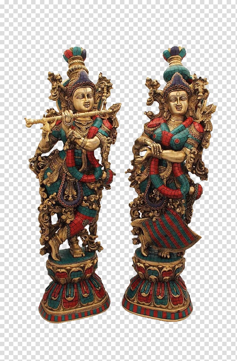 Radha Krishna India Statue Brass, Radha Krishna transparent background PNG clipart