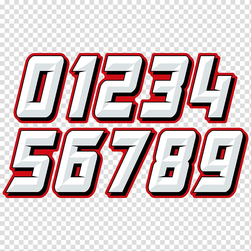 White And Red 0123456789 Text Illustration, Auto Racing Motorsport Nascar Font, Font Design And Red Background Transparent Background Png Clipart | Hiclipart