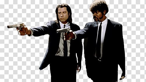 two men holding guns, Pulp Fiction Travolta transparent background PNG clipart