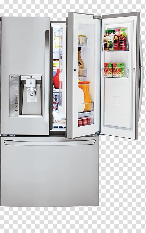 LG LFXS30766 Refrigerator Stainless steel Home appliance LG Electronics, Refrigerator top transparent background PNG clipart