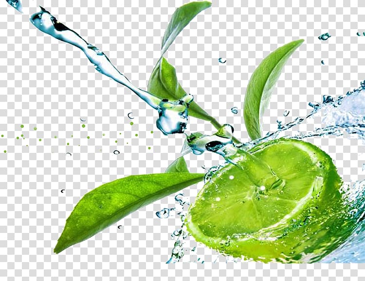 water drop on green line, Lemon Juice Limeade Water, lemon transparent background PNG clipart