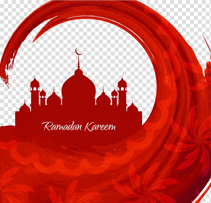 red mosque illustration, Islamic art Muslim Mosque Allah, Red Ramadan transparent background PNG clipart