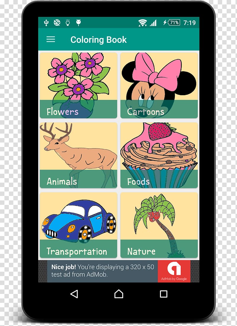 Kids Coloring Book Android Smartphone, kids menu transparent background PNG clipart