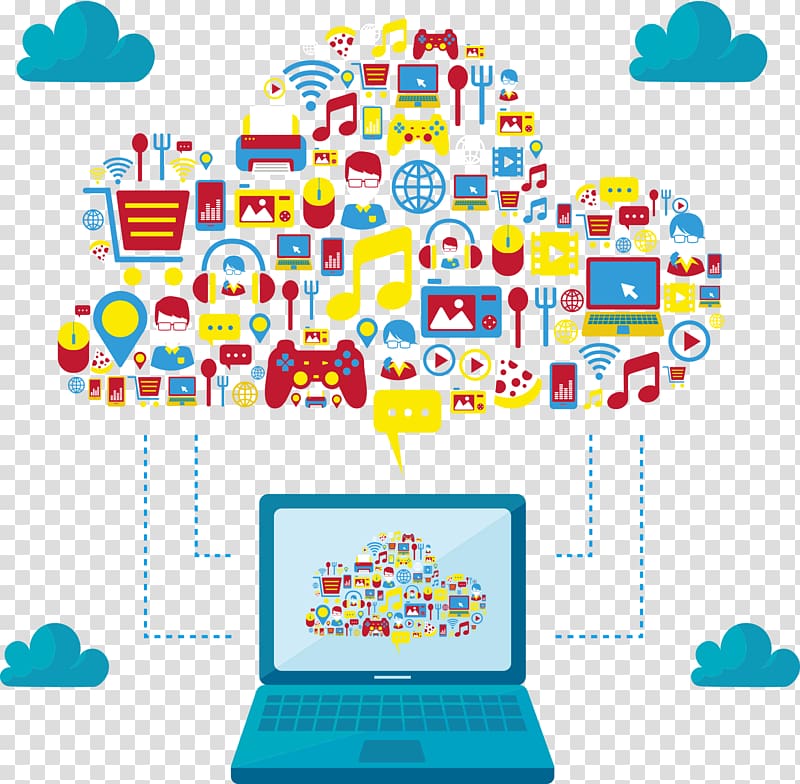 Laptop Server Cloud computing , laptop with cloud services transparent background PNG clipart