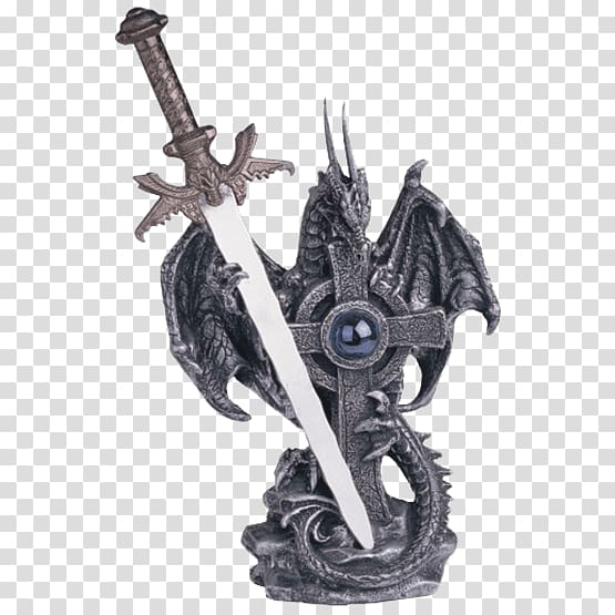 Figurine Sword Statue Dragon Fantasy, hand-painted book transparent background PNG clipart