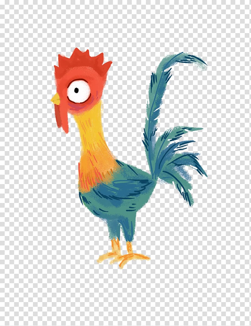 brown and blue rooster illustration, Chicken Hei Hei the Rooster Phasianidae Animation, moana transparent background PNG clipart
