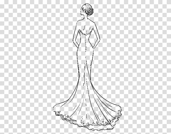 Wedding dress Clothing Drawing Skirt, Wedding Dress sketch transparent background PNG clipart