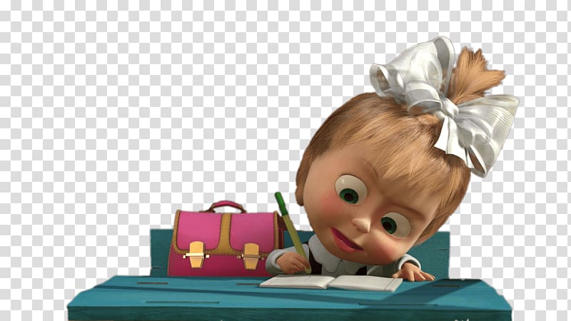 girl writing on desk illustration, Baby Masha Drawing transparent background PNG clipart