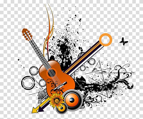 guitar graffiti style transparent background PNG clipart